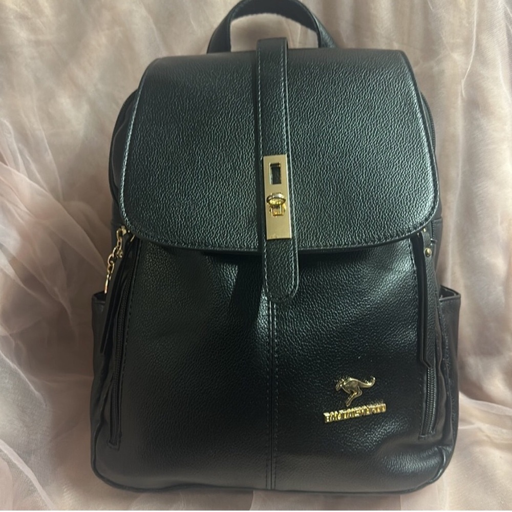 Black Leather Backpack